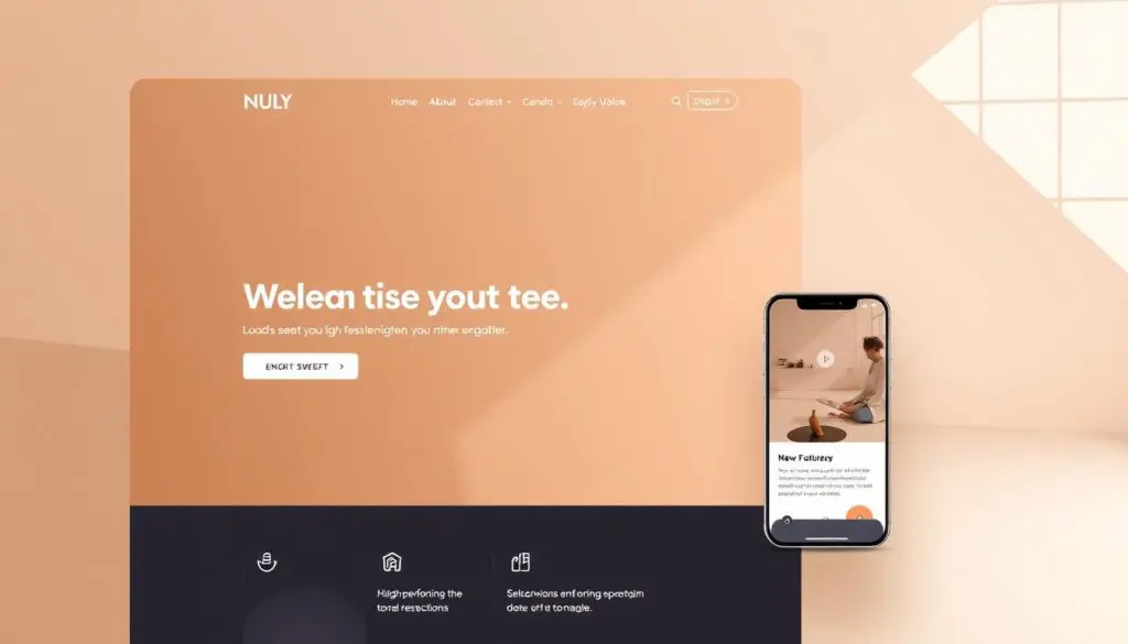 A modern, minimalist website with a sleek, responsive design. The homepage loads swiftly, with a prominent hero section showcasing the site's key features. Subtle animations and micro-interactions enhance the user experience, creating a sense of polish and professionalism. The overall layout is clean and uncluttered, prioritizing content and functionality. Warm, muted tones create a calming atmosphere, while bold typography and intuitive navigation make the site easy to explore. In the background, a subtle grid pattern or subtle geometric shapes add depth and visual interest without distracting from the main content. The result is a high-performance website that delivers a seamless, engaging experience for the user. A modern, minimalist website with a sleek, responsive design. The homepage loads swiftly, with a prominent hero section showcasing the site's key features. Subtle animations and micro-interactions enhance the user experience, creating a sense of polish and professionalism. The overall layout is clean and uncluttered, prioritizing content and functionality. Warm, muted tones create a calming atmosphere, while bold typography and intuitive navigation make the site easy to explore. In the background, a subtle grid pattern or subtle geometric shapes add depth and visual interest without distracting from the main content. The result is a high-performance website that delivers a seamless, engaging experience for the user.