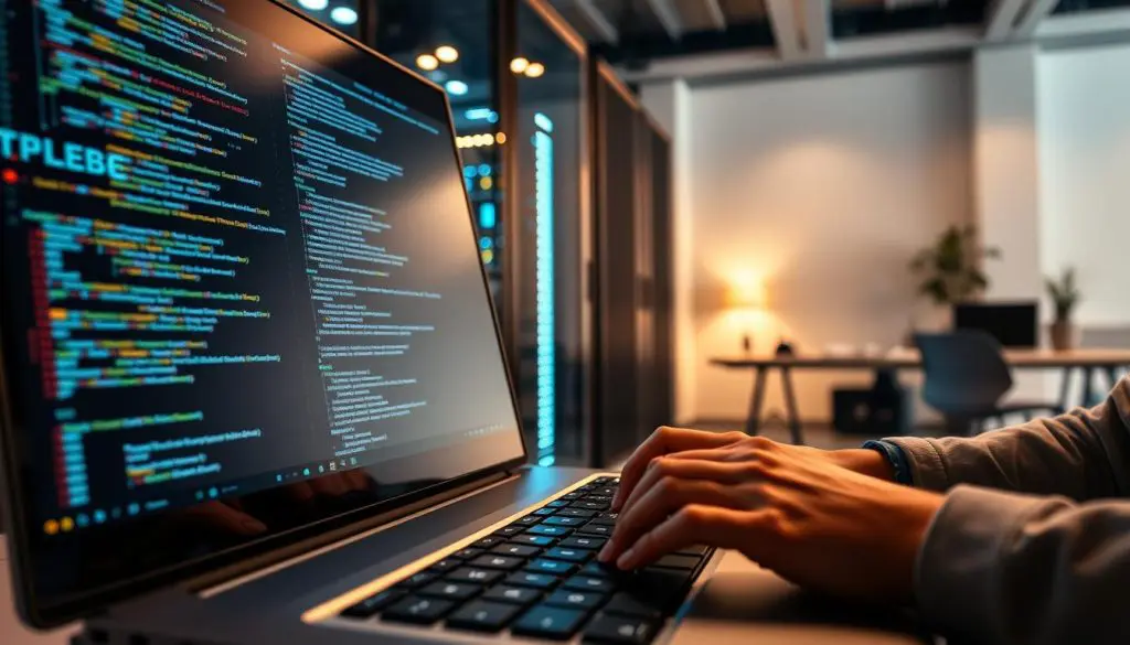 A well-maintained website, its code and content meticulously cared for, shines with a polished elegance. In the foreground, a developer diligently updates the website, their fingers flying across the keyboard. The middle ground reveals a server room, its array of blinking lights and humming fans, the heart powering the digital experience. In the background, a serene office environment, minimalist yet functional, where the website's caretakers plan the next phase of refinement. Warm, indirect lighting casts a soft glow, creating an atmosphere of focused, collaborative productivity. This image conveys the importance of regular maintenance and strategic updates to ensure a website's continued success and relevance. A well-maintained website, its code and content meticulously cared for, shines with a polished elegance. In the foreground, a developer diligently updates the website, their fingers flying across the keyboard. The middle ground reveals a server room, its array of blinking lights and humming fans, the heart powering the digital experience. In the background, a serene office environment, minimalist yet functional, where the website's caretakers plan the next phase of refinement. Warm, indirect lighting casts a soft glow, creating an atmosphere of focused, collaborative productivity. This image conveys the importance of regular maintenance and strategic updates to ensure a website's continued success and relevance.