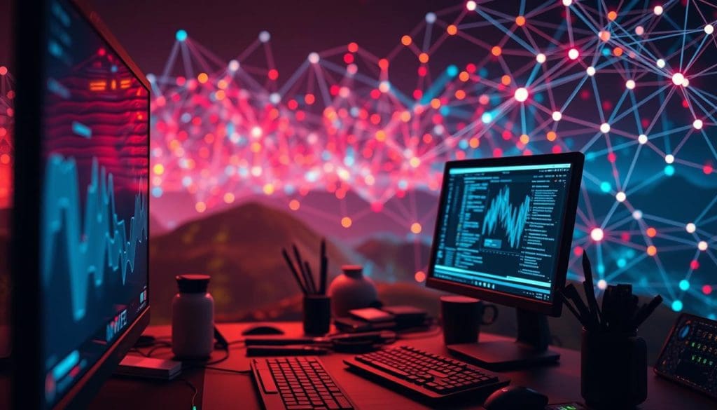 A vibrant digital landscape, alive with the constant evolution of content. In the foreground, a monitor displays a sleek, modern interface, its screen pulsing with a rhythmic animation that suggests the flow of information. The middle ground features a cluster of creative tools - keyboards, styluses, and other devices - symbolizing the active process of content curation and optimization. In the background, a network of interconnected nodes and lines weaves a tapestry of data, hinting at the intricate web of search engine algorithms and user preferences that shape the digital landscape. Warm, ambient lighting casts a soft glow, conveying a sense of productivity and progress. The overall atmosphere is one of dynamic, ever-evolving content, where optimization and adaptation are the keys to success.