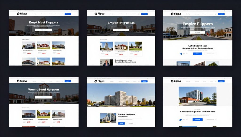 منصات شراء المواقع - لقطات شاشة من Flippa وEmpire Flippers